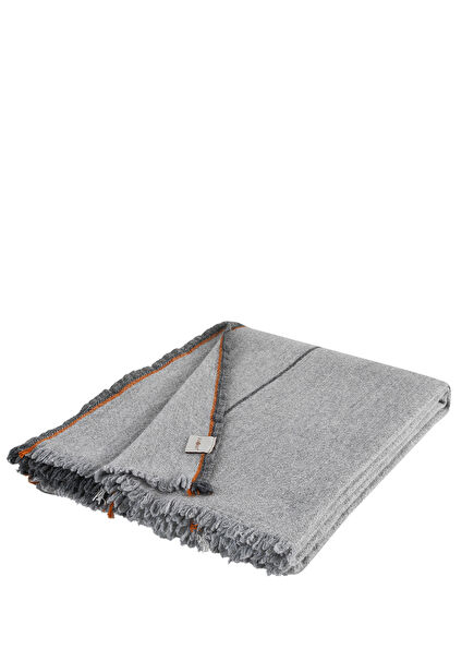 Astana Wool Linen Grey Fringed Sofa Cover 130x170 cm
