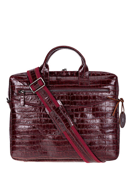 Burgundy Croco Burgundy Leather 15-16'' MacBook Laptop Bag