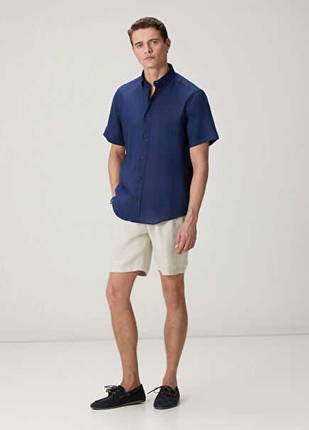 Stone Waist Corded Linen Shorts