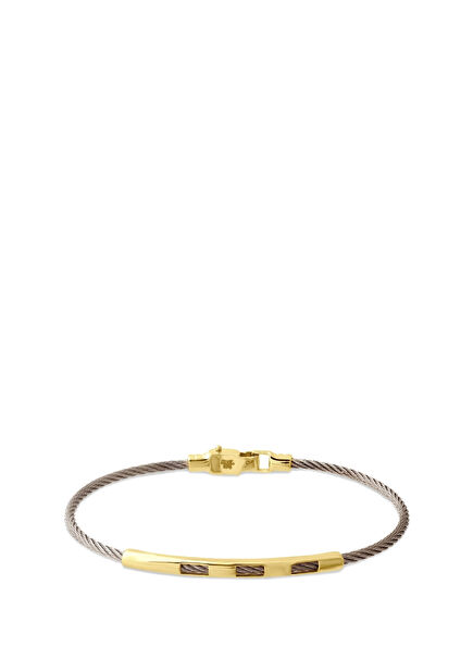 Plaka Kelepçe 14 Ayar Altın Çelik Erkek Bileklik