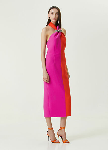 Dual Crepe Orange Pink Women's Dress