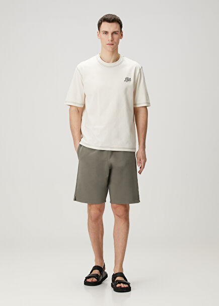Khaki Waist Corded Bermuda