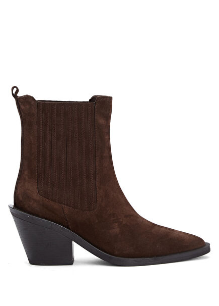 Brown Suede Boots with Elastic Waistband