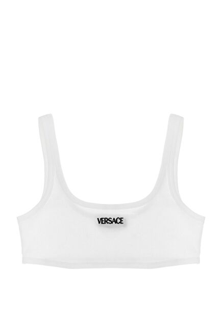 White Bra with Embroidered Logo