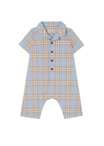 Andreas Pip Check Mavi Pamuklu Unisex Bebek Tulum