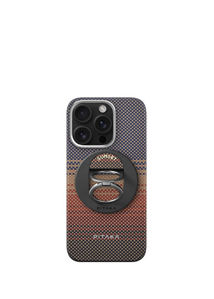 Tactile Woven Yüzük Standlı iPhone 16 Pro Max MagSafe Uyumlu Aramid Fiber Telefon Kılıfı