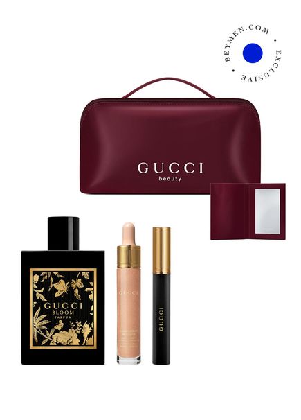 Bloom Parfüm 100 ml + Mascara Le Magnetisme 01 Ever Black + Illuminateur De Beaute 12 ml + Gucci Çanta ve Ayna Parfüm Seti