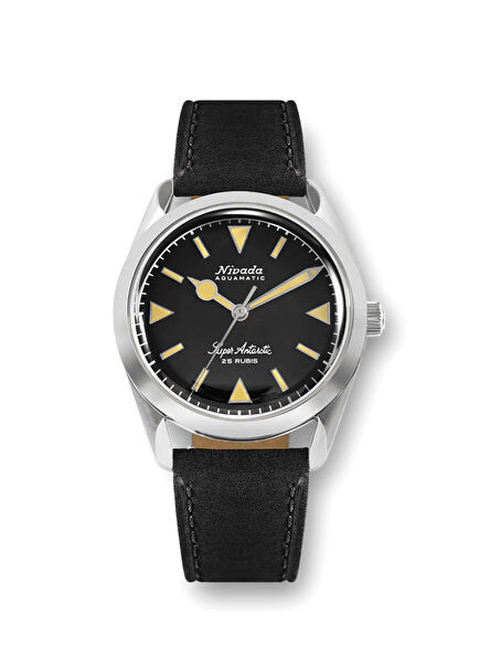 Super Antarctic Yellow 32024A17 Black Leather Men's Wristwatch