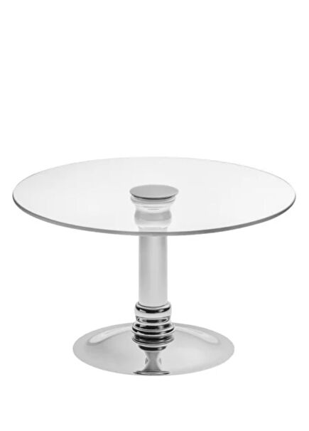 Lecci Silver Glass Serving Plate with Foot