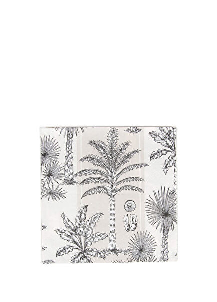Southern Palms Flax & White Luncheon Patterned Serving Napkin Set of 20