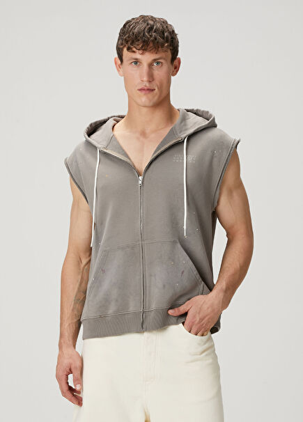 Koyu Gri Kapüşonlu Sweatshirt