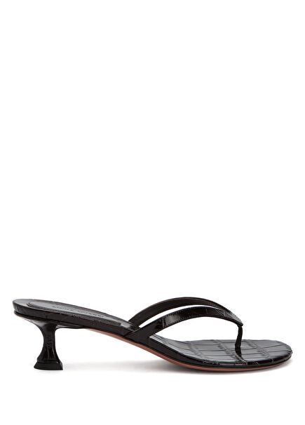 Juliette Thong Brown White Women's Leather Slipper