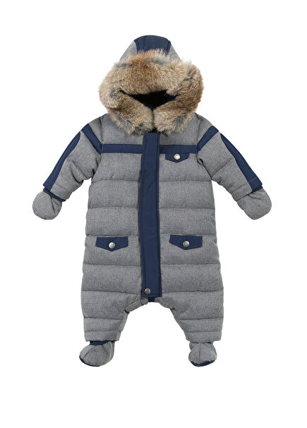 Gri Kapüşonlu Erkek Bebek Astronot Mont