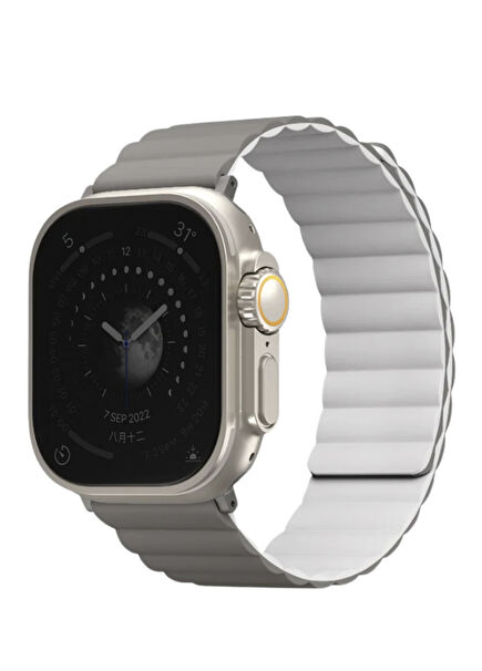 Revix Reversible Watch 44/45/46/49 mm Gri Beyaz  Deri Manyetik Akıllı Saat Kordon