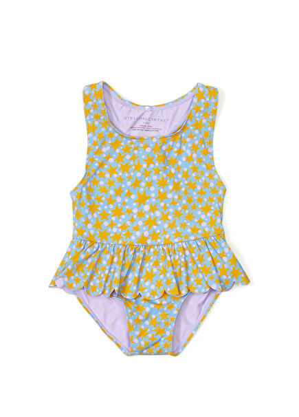 Colorblocked Printed Baby Girl Swimsuit