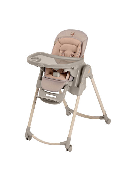Minla Plus Elegance Terra 6'sı Bir Arada Ahşap Görünümlü 4 Tekerlekli Mama Sandalyesi