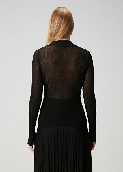 Black Slim Polo Sweater