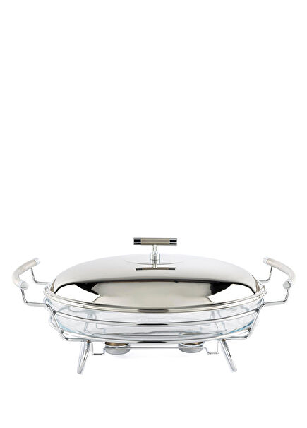 Perle Silver Oval Heater Service with Steel Lid