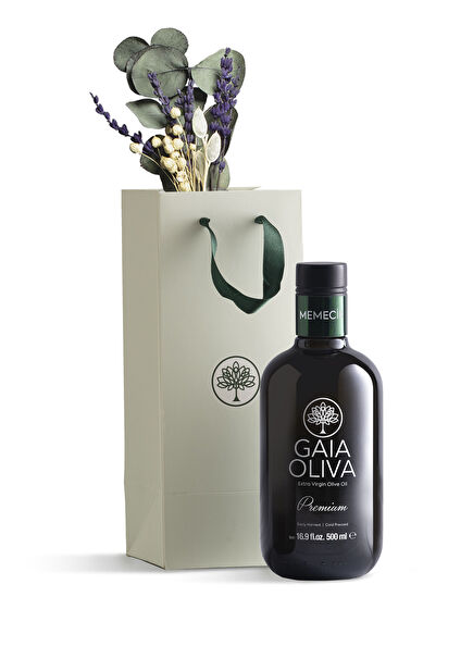 Premium Memecik Early Harvest Natural Extra Virgin Olive Oil 500 ml and Handmade Floral Gift Set