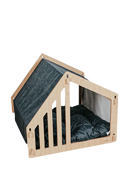 Evim Ahşap Lacivert XL Büyük Irk Köpek Yatağı