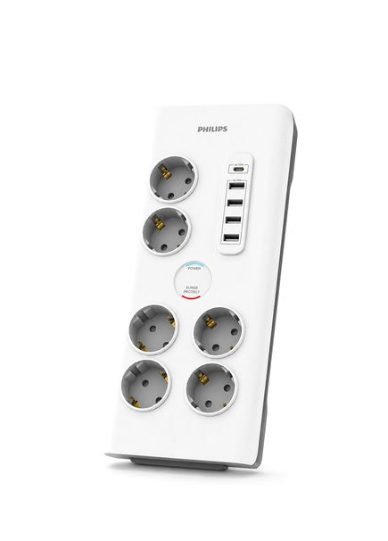 SPN7060WA/62 4x USB-A + 1x USB-C 900J 2 m Örgülü Kablo Anahtarlı 6'lı Akım Korumalı Priz  