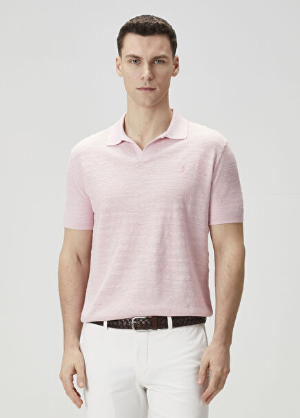 Pembe Polo Yaka T-shirt