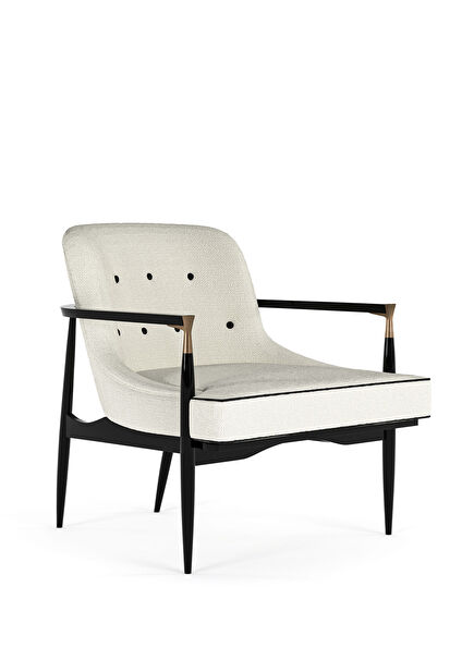 Morini Wooden Legged White Armchair
