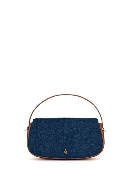 Cordia Denim Navy Blue Tan Women's Leather Bag