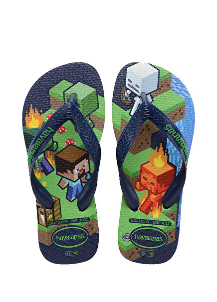 Minecraft Navy Blue Kids Beach Slippers