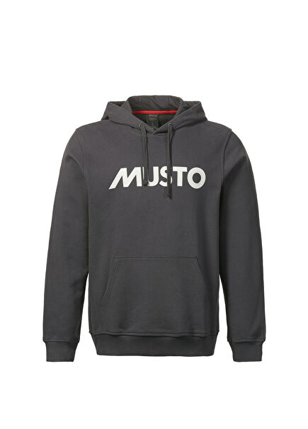 Logolu Kapişonlu Füme Erkek Sweatshirt