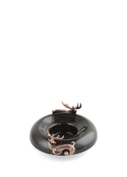 Black Deer Detail Marble Candle Holde