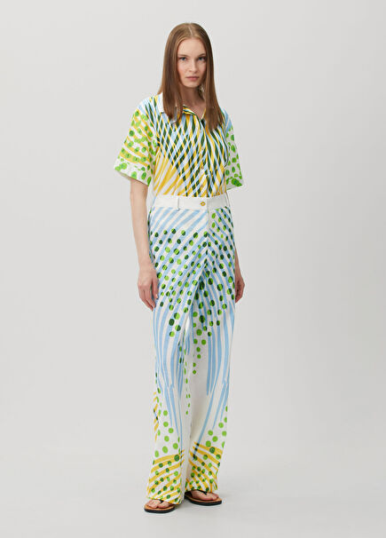 Lin Ceelo White Print Trousers