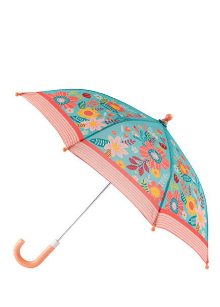 Turkuaz Çiçekli Kız Çocuk Şemsiye