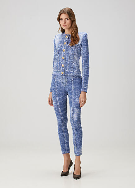 Blue Denim Effect Leggings