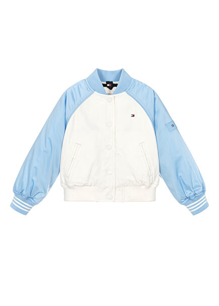 Varsity Açık Mavi Kız Bebek Bomber Ceket