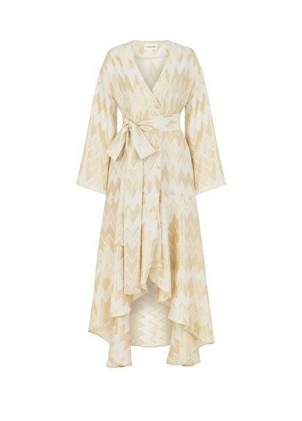 Madrid Beige Gold Belt Loose Fit Women's Dress