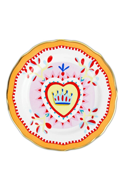 Mamma Mia Heart Patterned Porcelain Cake Plate 16 cm