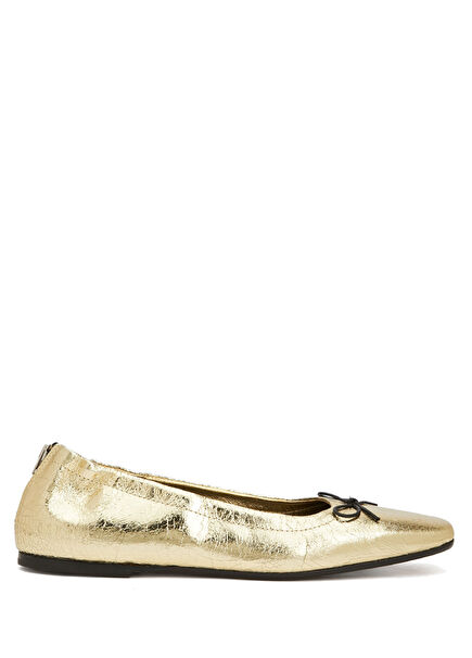 Gold Leather Ballet Flats