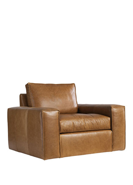 Nest Swivel Tan Leather Armchair