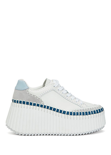 Nama Blue White Women's Leather Sneakers