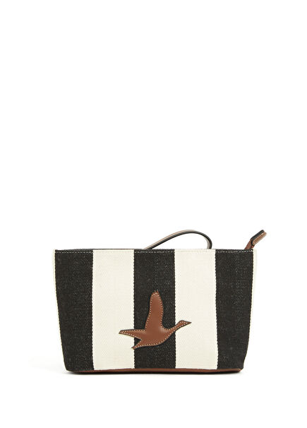 Siyah Çizgili Kadın Canvas El Portföyü