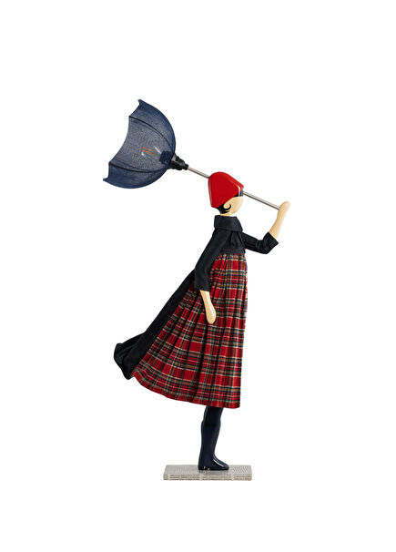 Eleri Navy Blue Red Wooden Fabric Lampshade 85 cm