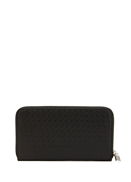 Black Logo Pattern Men's Leather Wallet