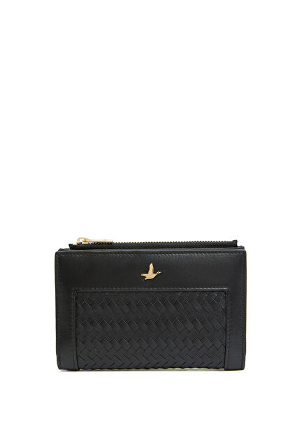 Black Knitted Women's Leather Wallet