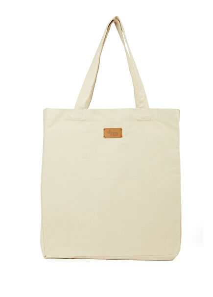 Beige Logo Detailed Women's Bag