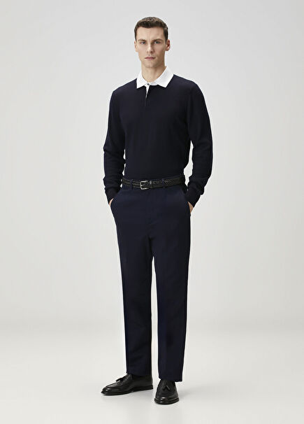 Lacivert Polo Yaka Kaşmir Triko