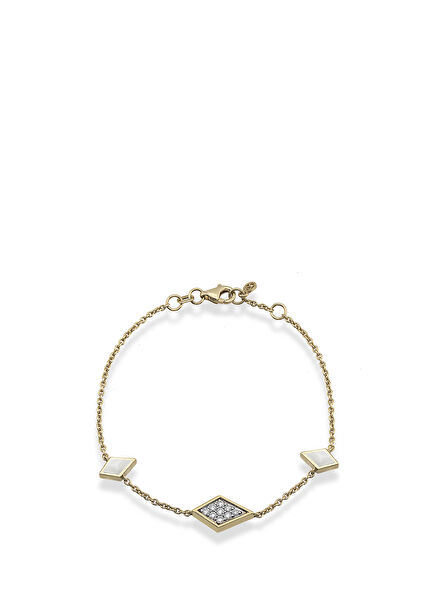 Celine 14 Ayar Altın Kadın Çift Yüzlü Pırlanta Bileklik