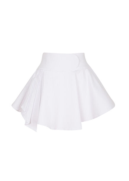 White Cotton Asymmetrical Mini Women's Skirt