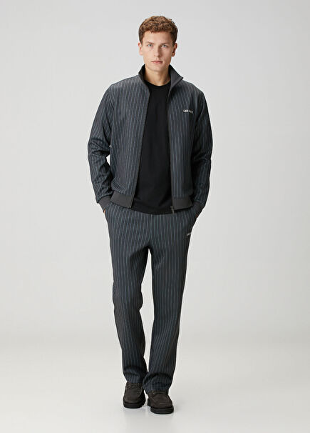 Ballier Siyah Beli Kordonlu Çizgili Eşofman Altı