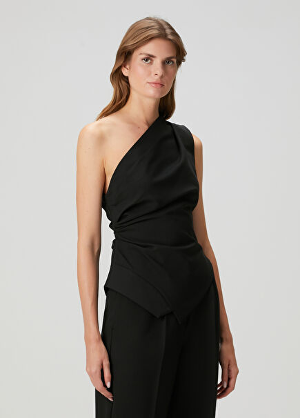 Black Asymmetrical Blouse